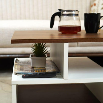 TIO's Ainsley Engineered Wood Coffee Table (Columbian Walnut Finish with Frosty White Top)