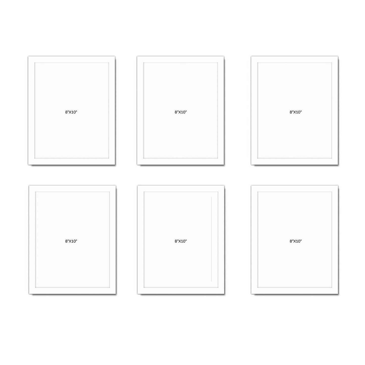 TIO's Collage Photo Frames | Decorative Wall Hanging Frames Set of 6 for Bedroom, Home, Office - (White, 8" x 10")