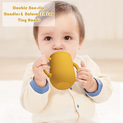 TIO's Mini Cup + Straw Training System - 100% Silicone Training Cup For Infants + Toddlers (Yellow) - 150 Ml