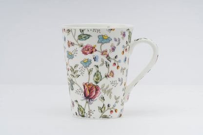 TIO's Ceramic Floral Print - Milk & Coffee Mug, 300 Ml - Set of 2 (Pink Shrub)