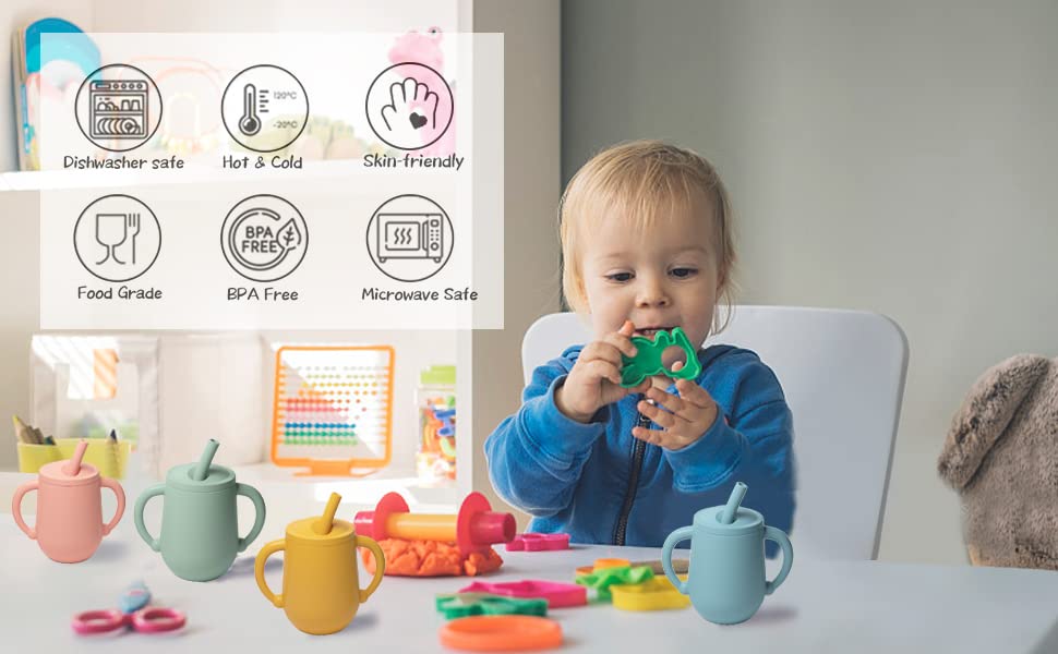 TIO's Mini Cup + Straw Training System - 100% Silicone Training Cup For Infants + Toddlers (Yellow) - 150 Ml