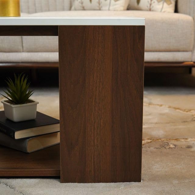 TIO's Kingston Engineered Wood Coffee Table (Columbian Walnut Finish with Frosty White Top)