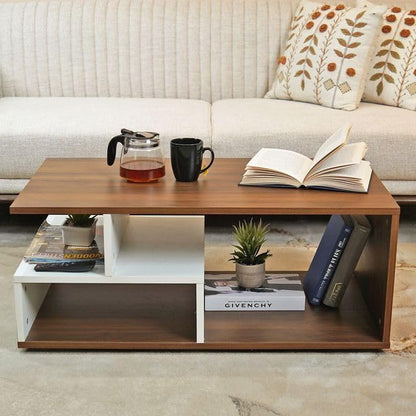 TIO's Ainsley Engineered Wood Coffee Table (Columbian Walnut Finish with Frosty White Top)