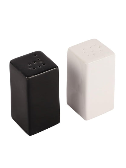 TIO's Salt Pepper Set for Dining Table & Kitchen Ceramic Salt and Pepper Shakers Set Dispenser Set (60 ML) (White & Black)