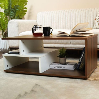 TIO's Ainsley Engineered Wood Coffee Table (Columbian Walnut Finish with Frosty White Top)