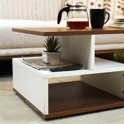 TIO's Ainsley Engineered Wood Coffee Table (Columbian Walnut Finish with Frosty White Top)