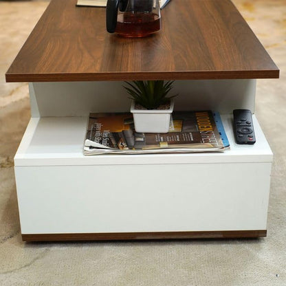 TIO's Ainsley Engineered Wood Coffee Table (Columbian Walnut Finish with Frosty White Top)