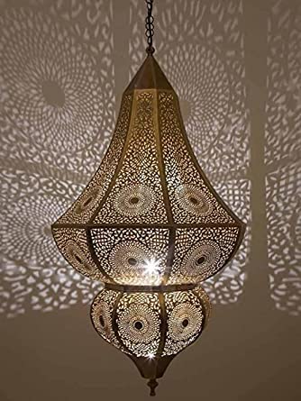 TIO's Vintage Moroccan Lantern Gold Ceiling Hanging Lamp Home Decor Moroccan Chandelier Pendant lamp - 18 Inch(Non electric) - The Indie Odyssey