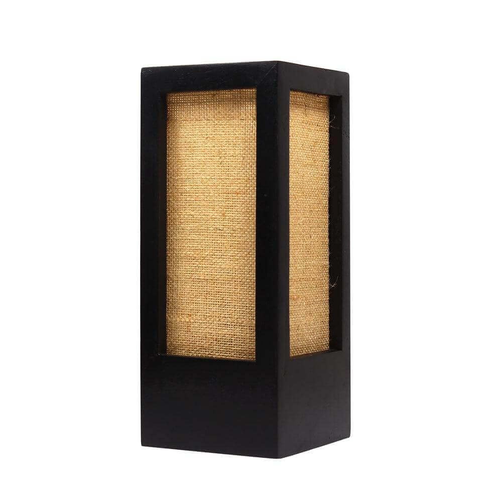 TIO's Wooden & Natural Jute Rectangle CFL Table Lamp Without Bulb (Black & Brown, 40 Watt, Pack Of 1) - The Indie Odyssey