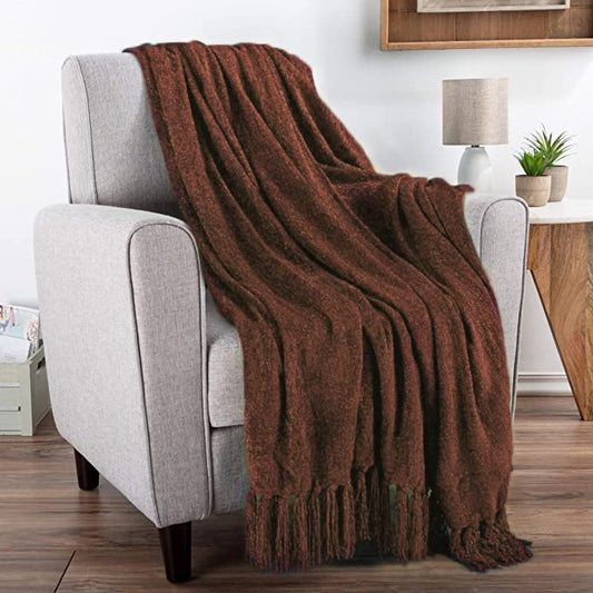 TIO's Soft Chenille Throw Blanket for Sofa, Bed and Couch - 60 * 50 Inches (Dark Coke)