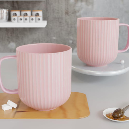 TIO's Coffee Mug Set of 2 Ceramic, Tea Mugs, Microwave Safe Coffee Mugs, Ceramic Tea Cups (330 ml Each, Baby Pink)