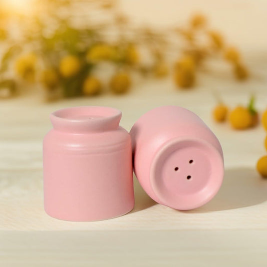 TIO's Handmade Ceramic Salt Pepper Set for Dining Table & Kitchen Ceramic Salt and Pepper Shakers Set Dispenser Set (60 ML) (Pink)