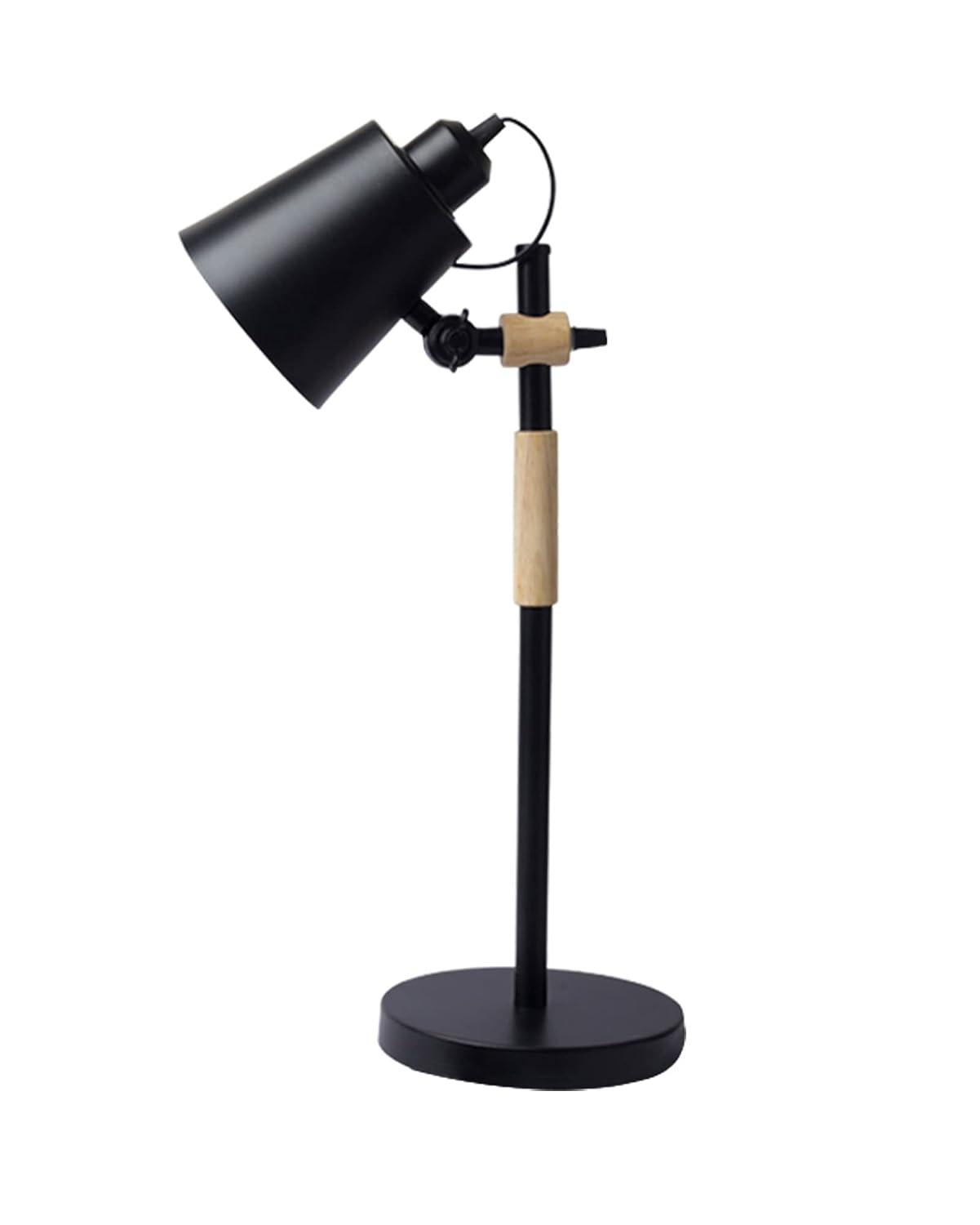 TIO's Nordic Style Metal Desk Lamp,Modern Minimalist Adjustable Reading Lamp with Solid Natural Wood, (Desk Lamp Black) - The Indie Odyssey