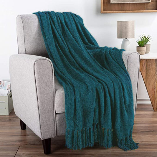 TIO's Soft Chenille Throw Blanket for Sofa, Bed and Couch - 60 * 50 Inches (Teal Green)