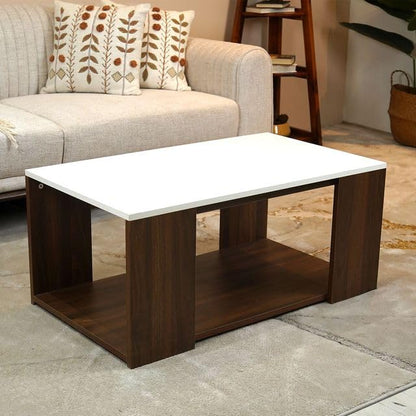 TIO's Kingston Engineered Wood Coffee Table (Columbian Walnut Finish with Frosty White Top)