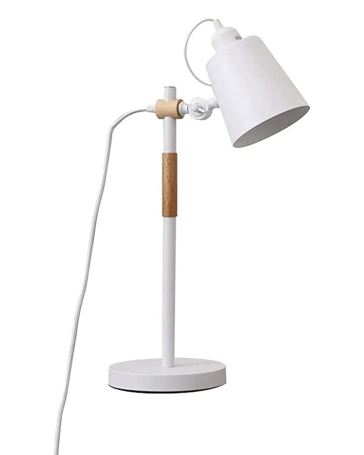 TIO's Nordic Style Metal Desk Lamp,Modern Minimalist Adjustable Reading Lamp with Solid Natural Wood, (Desk Lamp White) - The Indie Odyssey