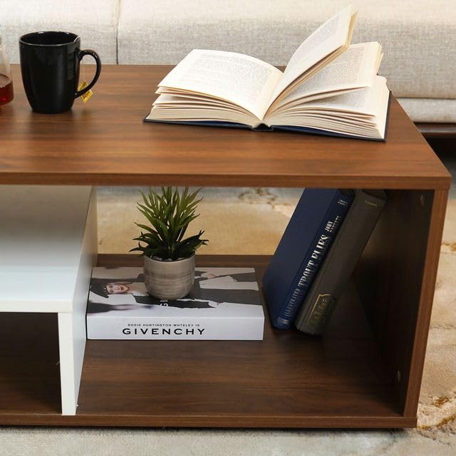 TIO's Ainsley Engineered Wood Coffee Table (Columbian Walnut Finish with Frosty White Top)