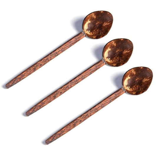 TIO's India Coconut Tea Spoon Medium (Pack of 3) – Hand Made – Made from Coconut Shell and Wood