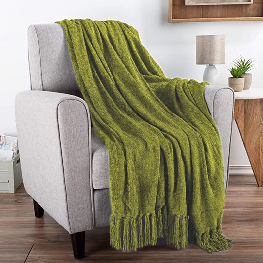 TIO's Soft Chenille Throw Blanket for Sofa, Bed and Couch - 60 * 50 Inches (Light Green)