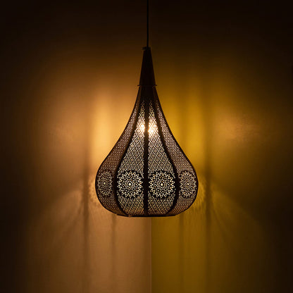 TIO's 'Moroccan Flame' Iron Wall Hanging Light for Living Room | Hand-Etched Ceiling Hanging Lights for Balcony Pendant Light for Bedroom (Without Bulb, Metallic Brown, Corded Electric) - The Indie Odyssey