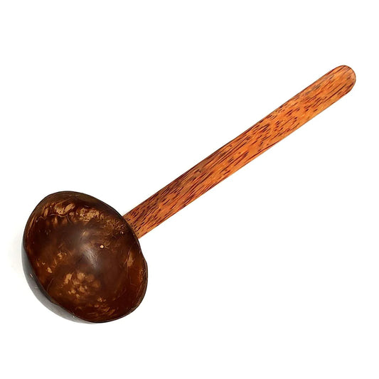 TIO's India Coconut Shell Serving Spoon/Ladle/Spatula – Hand Made – Made from Coconut Shell and Wood