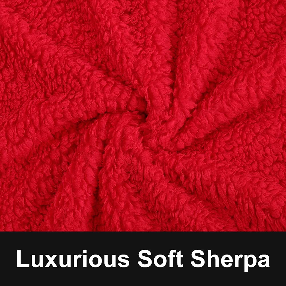 TIO's Super Soft Shaggy Faux Fur Blanket, Plush Fuzzy Bed Throw Decorative Washable Cozy Sherpa Fluffy Blankets for Couch Chair Sofa (Red)