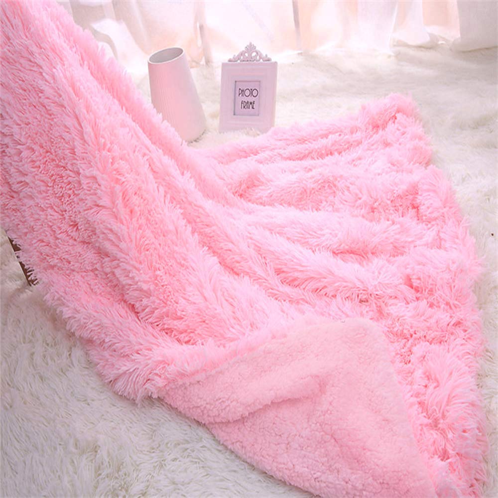 TIO's Super Soft Shagge Faux Fur Blanket Plush Fuzzy Bed Throw Decorative Cozy Fluffy Blankets for Couch Chair Sofa (Baby Pink 60" x 80")