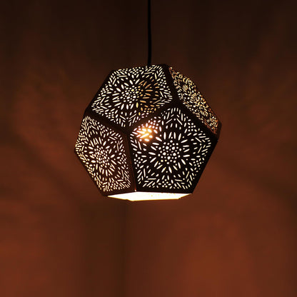 TIO's 'Moroccan Geometry' Hand-Etched Iron Wall Pendant Light for Living Room & Ceiling Hanging Light (Without Bulb) (Corded Electric,7 Inch, Matte Finish) - The Indie Odyssey