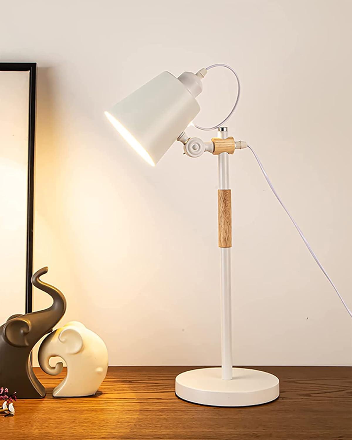 TIO's Nordic Style Metal Desk Lamp,Modern Minimalist Adjustable Reading Lamp with Solid Natural Wood, (Desk Lamp White) - The Indie Odyssey