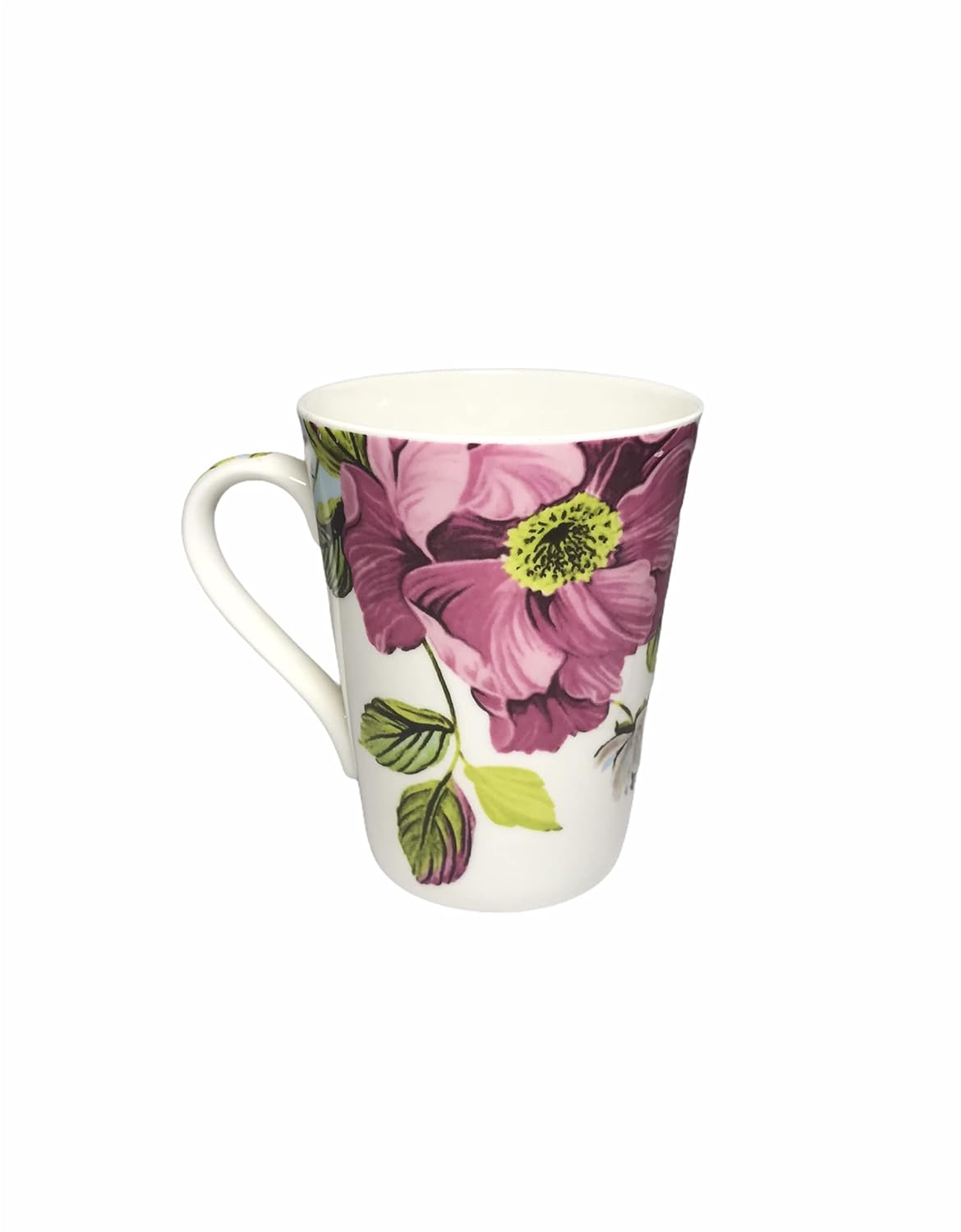 TIO's Ceramic Floral Print - Milk & Coffee Mug, 300 Ml - Set of 2 (Pink)