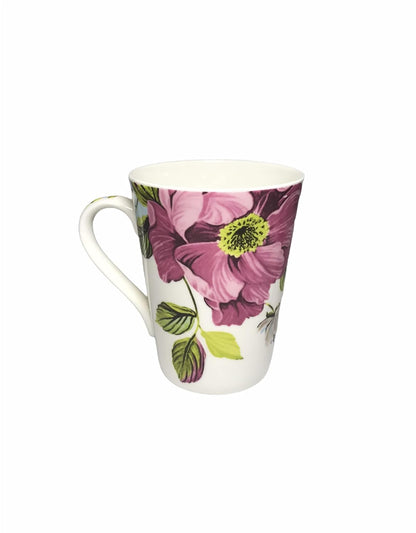 TIO's Ceramic Floral Print - Milk & Coffee Mug, 300 Ml - Set of 2 (Pink)