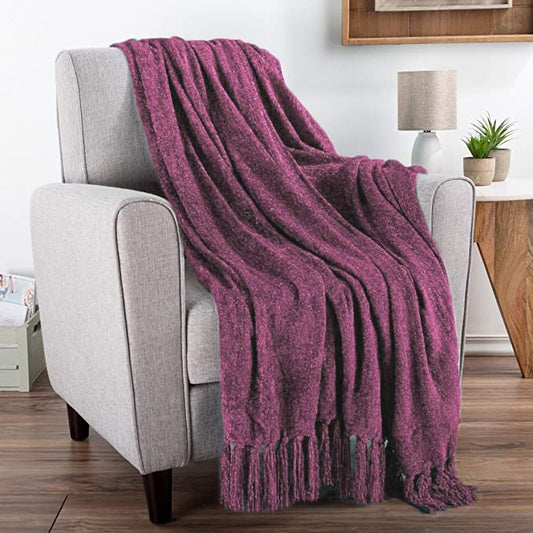 TIO's Soft Chenille Throw Blanket for Sofa, Bed and Couch - 60 * 50 Inches (Pink)