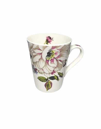 TIO's Ceramic Floral Print - Milk & Coffee Mug, 300 Ml - Set of 2 (Pink)