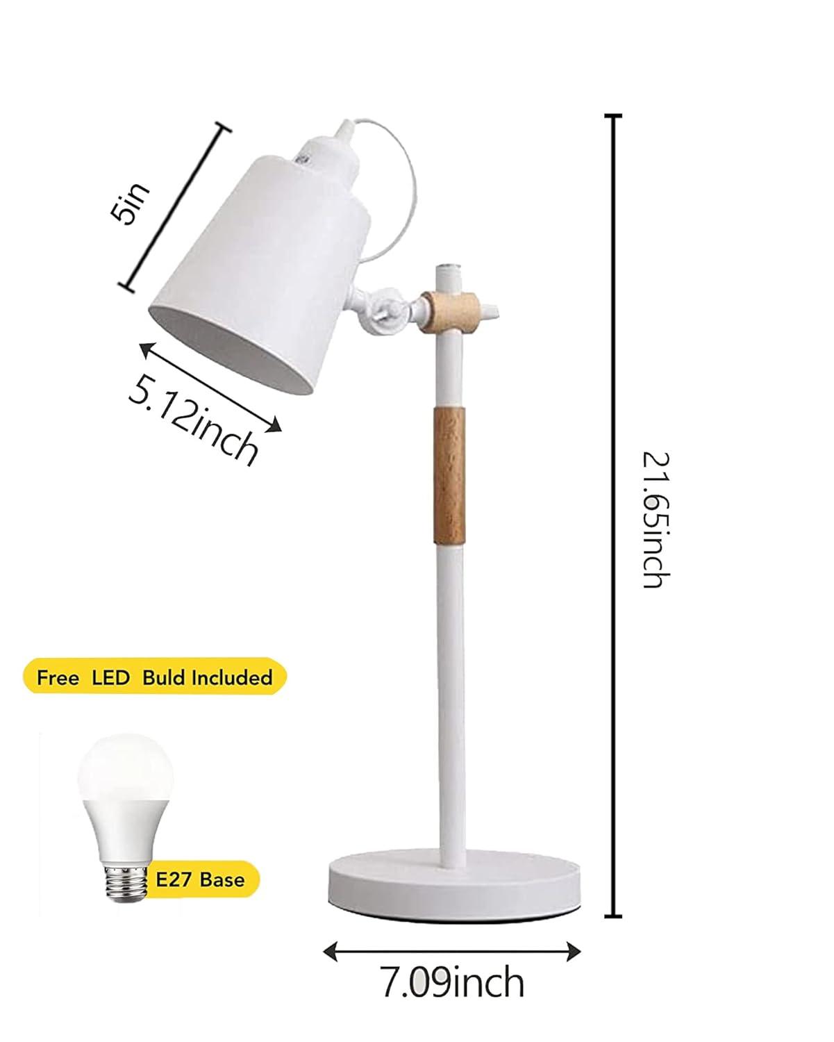 TIO's Nordic Style Metal Desk Lamp,Modern Minimalist Adjustable Reading Lamp with Solid Natural Wood, (Desk Lamp White) - The Indie Odyssey