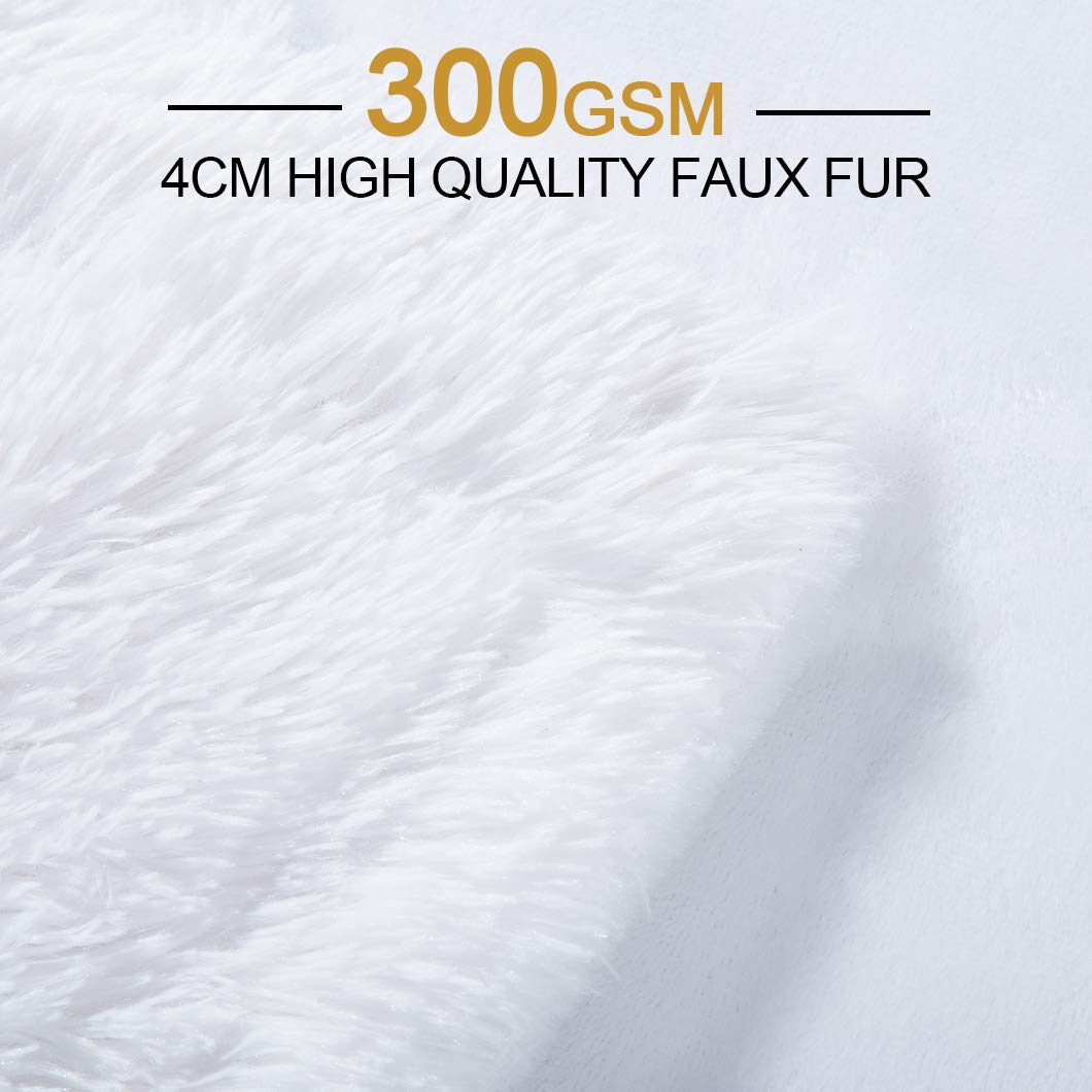 TIO's Extra Soft Long fur Faux Fur Blanket 50" x 60",Washable Warm Furry Throw Blanket for Bed Chair Sofa Pet Car Seat Home Decor (White)