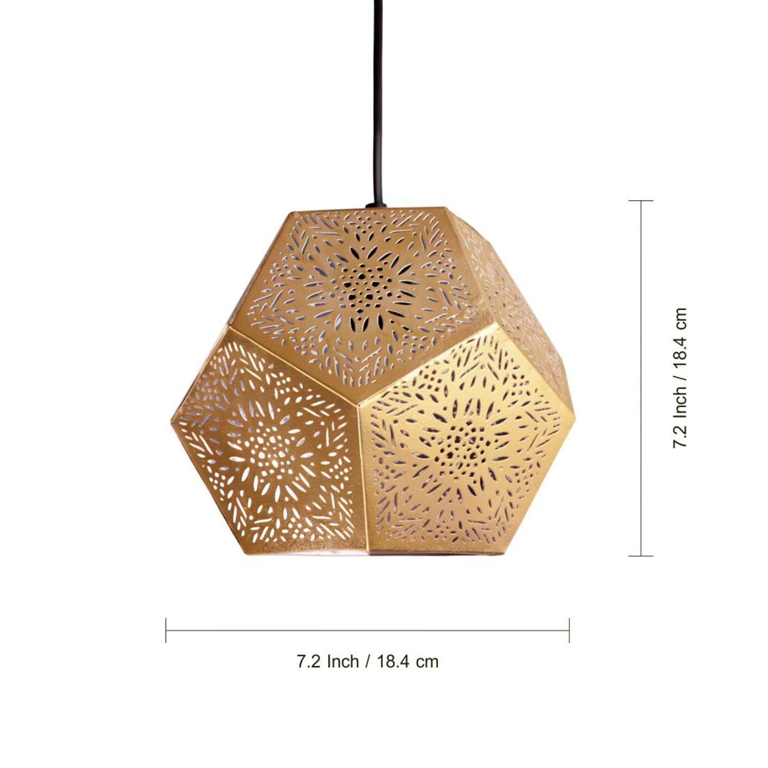 TIO's 'Moroccan Geometry' Hand-Etched Iron Wall Pendant Light for Living Room & Ceiling Hanging Light (Without Bulb) (Corded Electric,7 Inch, Matte Finish) - The Indie Odyssey