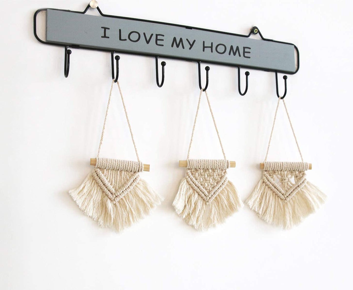 TIO's Mini Macrame Wall Hanging Set of 3 - Cute Boho Christmas Tree Decorations and Car Ornaments