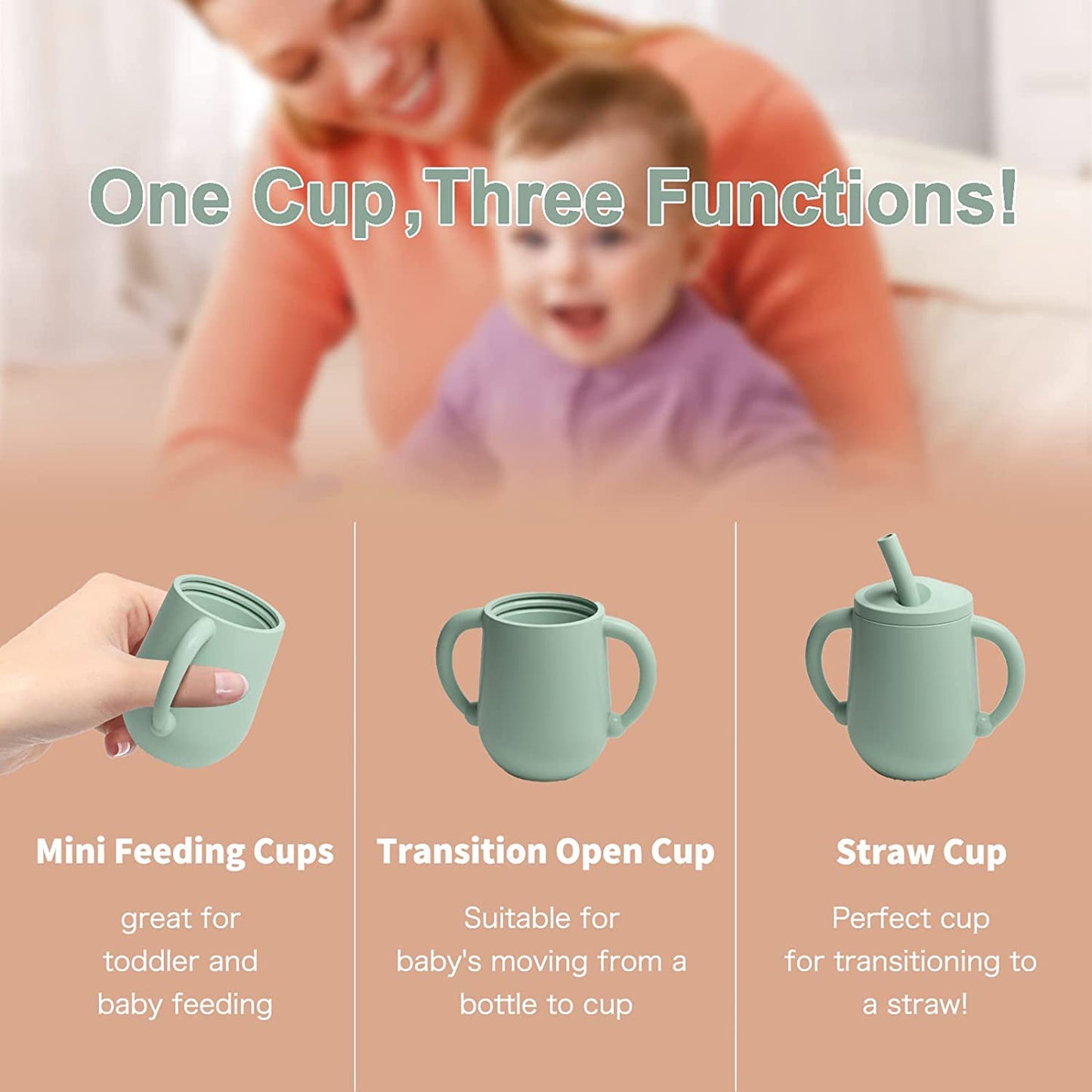 TIO's Mini Cup + Straw Training System - 100% Silicone Training Cup For Infants + Toddlers (Pink) - 150 Ml