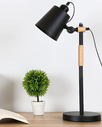 TIO's Nordic Style Metal Desk Lamp,Modern Minimalist Adjustable Reading Lamp with Solid Natural Wood, (Desk Lamp Black) - The Indie Odyssey