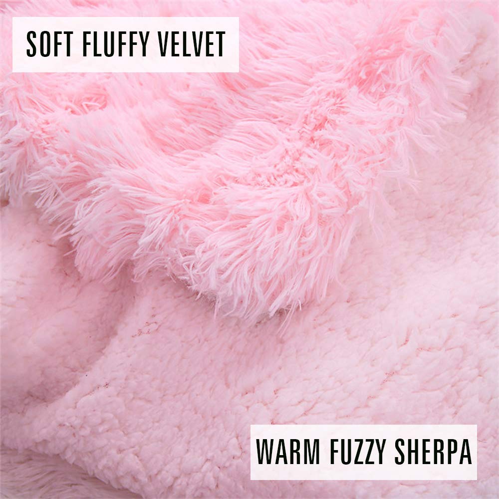 TIO's Super Soft Shagge Faux Fur Blanket Plush Fuzzy Bed Throw Decorative Cozy Fluffy Blankets for Couch Chair Sofa (Baby Pink 60" x 80")