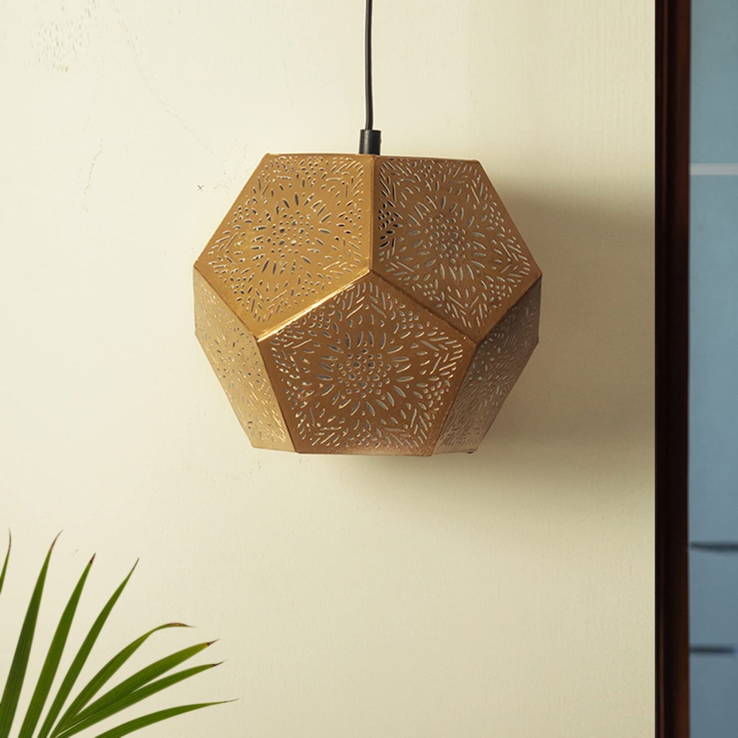 TIO's 'Moroccan Geometry' Hand-Etched Iron Wall Pendant Light for Living Room & Ceiling Hanging Light (Without Bulb) (Corded Electric,7 Inch, Matte Finish) - The Indie Odyssey