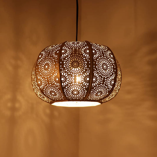 TIO's 'Moroccan Grandeur' Hand-Etched Iron Wall Pendant Light for Living Room & Ceiling Hanging Lights (Without Bulb) (8 Inch, Matte Finish) - The Indie Odyssey