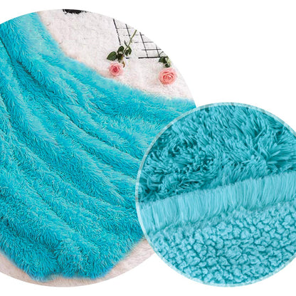 TIO's Super Soft Shaggy Faux Fur Blanket, Plush Fuzzy Bed Throw Decorative Washable Cozy Sherpa Fluffy Blankets for Couch Chair Sofa (Teal Blue 50" x 60")