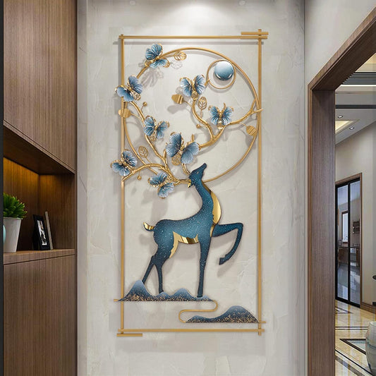 TIO;s Wall Art Deer And Butterfly Metal Frame with LED, Wall Sculpture for Living Room, Bedroom, Drawing Room, Office Wall Hanging for Home Decorative - The Indie Odyssey