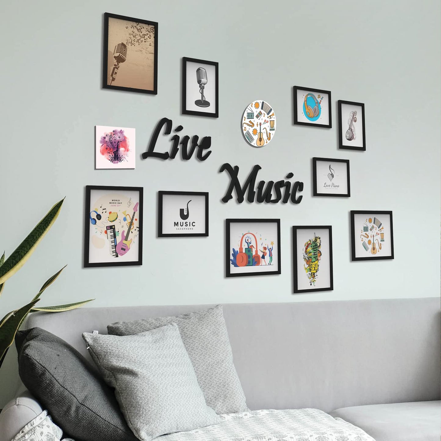 TIO's Photo Frame For Wall Set of 10 3D Collage photo frames with LIVE MUSIC Plaque For Home Decoration, Wall Decor (8"X10"=5pcs,6"x8"=5pcs)