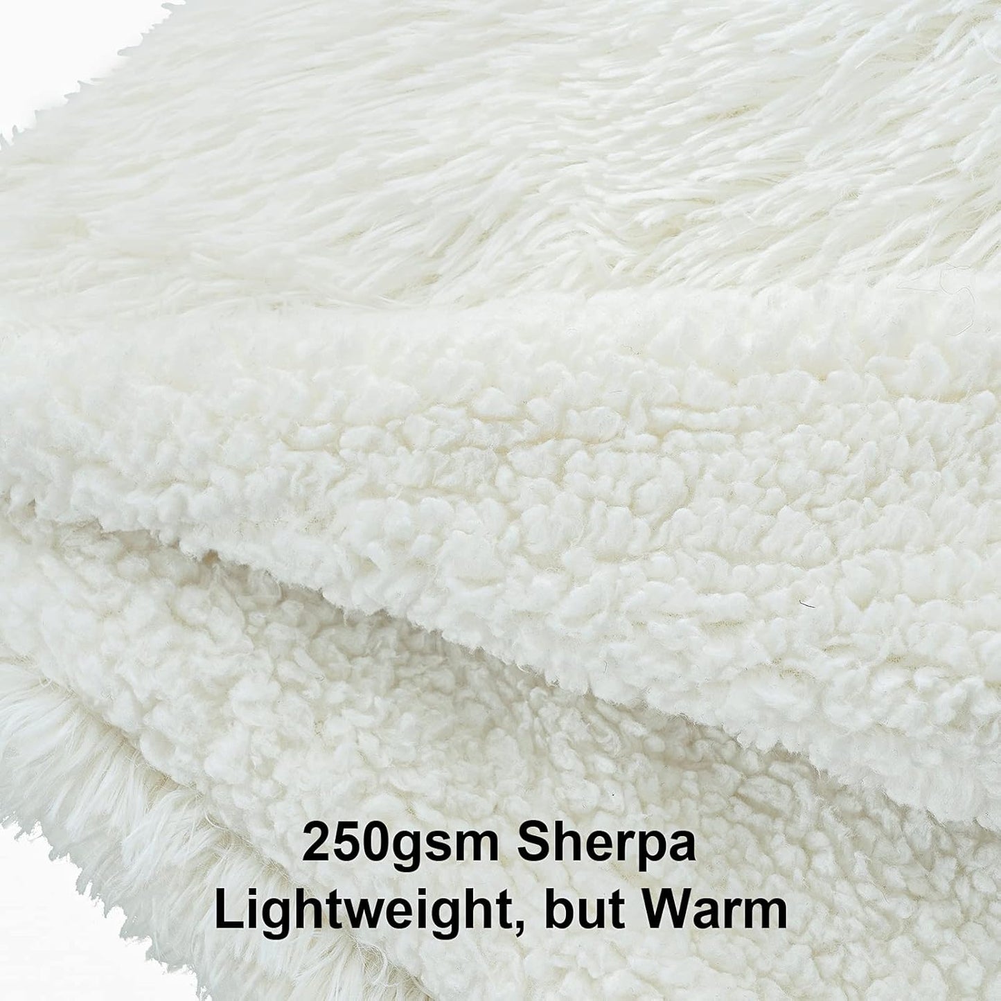 TIO's Super Soft Shaggy Faux Fur Blanket, Plush Fuzzy Bed Throw Decorative Washable Cozy Sherpa Fluffy Blankets for Couch Chair Sofa (Cream White)