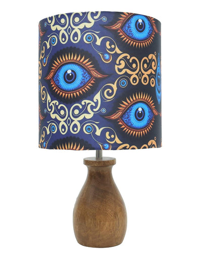 The Indie Odyssey's Dovel Pot, Modern Table Lamp With shade, Wooden Base Modern Fabric Lampshade for Home Office Cafe Restaurant, (Beauty in Eye) - The Indie Odyssey