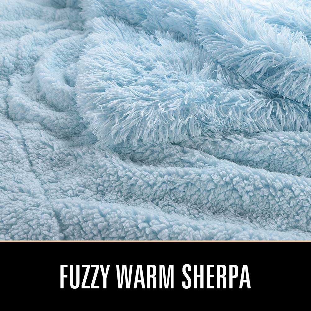 TIO's Super Soft Shaggy Faux Fur Blanket Plush Fuzzy Bed Throw Decorative Cozy Fluffy Blankets for Couch Chair Sofa (Light Blue)