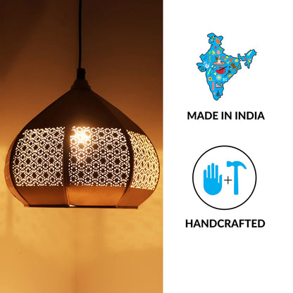 TIO's 'Moroccan Paradise' Hand-Etched Iron Wall Pendant Light for Living Room & Ceiling Hanging Lights for Home Decoration (Without Bulb) (8 Inch, Matte Finish)(Corded Electric) - The Indie Odyssey