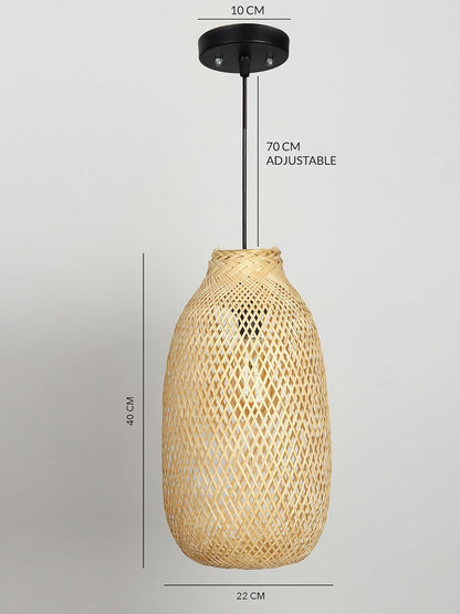 TIO's Bamboo Lampshade | Bamboo Pendant Lamp | Boho Lampshade | Cane Lampshade | Rattan Lampshade | Bamboo Hanging Lampshade (Diameter 22 CM, Height 50 CM)